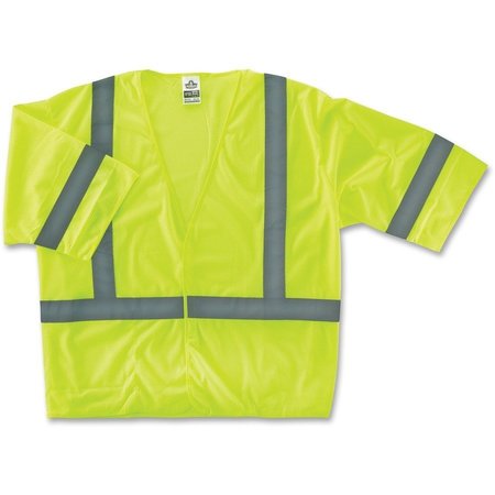 GLOWEAR Safety Vest, Economy, Type R, Class 3, Hook/Loop, S/M, Lime EGO22023